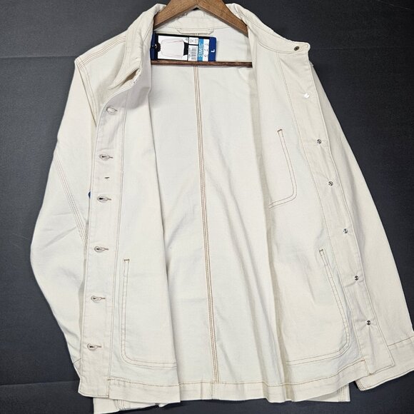 Well Worn Women's Size L Denim Button Up Jean Jacket Off White Cotton Blend - Picture 9 of 12